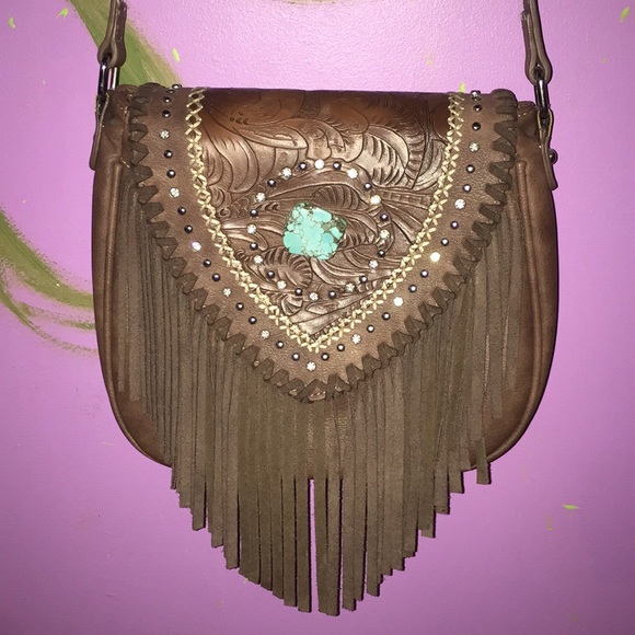 western leather fringe purse